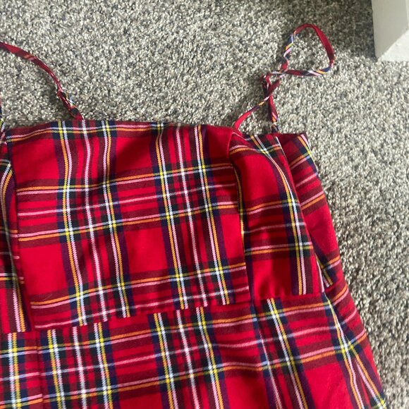 Forever 21 XXI Red Plaid Mini Dress Punk Goth - Medium - Picture 3 of 4